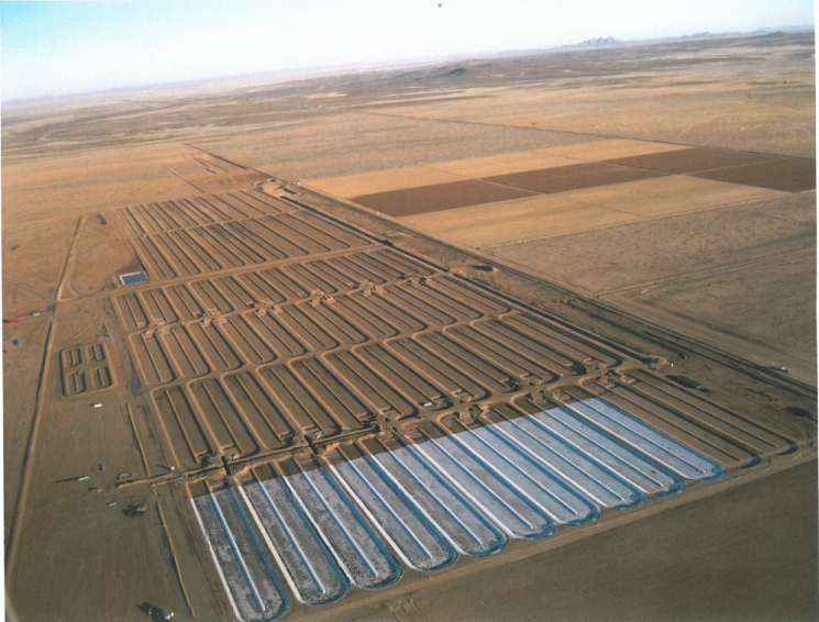 An aerial view of Sapphire Energy's integrated biorefinery in Luna County, New Mexico. | Photo courtesy of Sapphire Energy. An aerial view of Sapphire Energy's integrated biorefinery in Luna County, New Mexico. | Photo courtesy of Sapphire Energy.