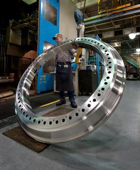 Some of Timken’s bearings are so large that a small car could conceivably drive through the center. | Photo courtesy of The Timken Company Some of Timken’s bearings are so large that a small car could conceivably drive through the center. | Photo courtesy of The Timken Company