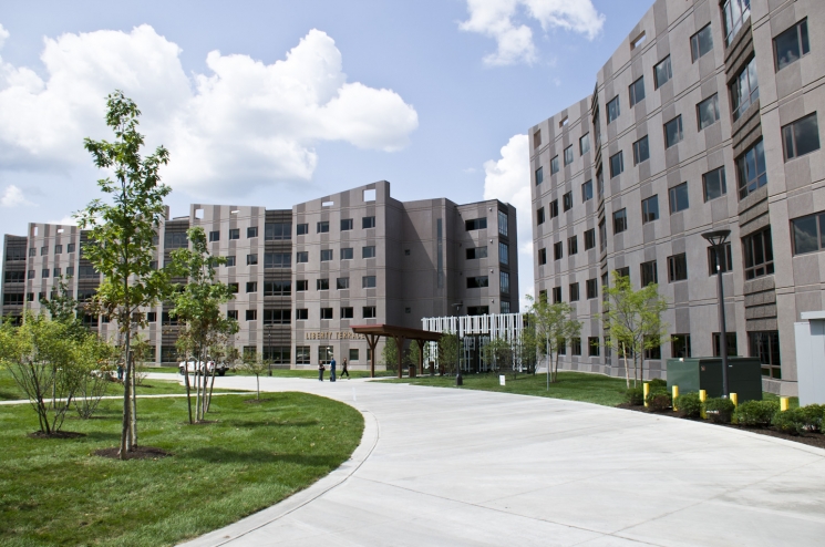University at Albany's new student housing center, Liberty Terrace, is the school's first LEED Gold certified facility. The building has high-efficiency lighting and uses 45 percent less water than a comparable building. | Photo courtesy of the University at Albany. University at Albany's new student housing center, Liberty Terrace, is the school's first LEED Gold certified facility. The building has high-efficiency lighting and uses 45 percent less water than a comparable building. | Photo courtesy of the University at Albany.