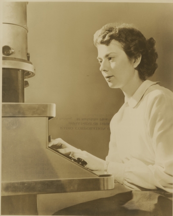 In celebration of Womenâs History Month, the Department of Energy is honoring some of the nation's best and brightest women in the science, technology, engineering and math (STEM) community. In this 1949 photo, U.S. Geological Survey mineralogist Elaine Zworykin is shown with an electron microscope, a piece of technology developed by her father, Vladimir Zworykin. Elaine had been assigned to RCA laboratories to teach researchers how to use the microscope. | Photo courtesy of Smithsonian Institution Archives, Acc. 90-105 - Science Service, Records, 1920s-1970s. In celebration of Womenâs History Month, the Department of Energy is honoring some of the nation's best and brightest women in the science, technology, engineering and math (STEM) community. In this 1949 photo, U.S. Geological Survey mineralogist Elaine Zworykin is shown with an electron microscope, a piece of technology developed by her father, Vladimir Zworykin. Elaine had been assigned to RCA laboratories to teach researchers how to use the microscope. | Photo courtesy of Smithsonian Institution Archives, Acc. 90-105 - Science Service, Records, 1920s-1970s.