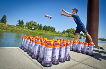 UC Berkeley engineering student Jerome Thai launches one of 100 floating sensors into the Sacramento River. The Sacramento-San Joaquin River Deltaâs channel system supports California's agricultural industry and provides drinking water for 22 million Californians. The Floating Sensor Network project is a collaborative effort between the Center for Information Technology Research in the Interest of Society (CITRIS), Berkeley Lab and its National Energy Research Scientific Computing Center (NERSC), and UC Berkeleyâs Departments of Civil and Environmental Engineering and Electrical Engineering. The project will collect data to help researchers and scientists better understand how water flows from the Delta to pumping stations and the San Francisco Bay. To learn more, check out the Floating Sensor Network's <a href="http://newscenter.berkeley.edu/2012/05/09/floating-sensors-track-delta-water-flow/" target="_blank">press release</a>. | Photo by Roy Kaltschmidt. UC Berkeley engineering student Jerome Thai launches one of 100 floating sensors into the Sacramento River. The Sacramento-San Joaquin River Deltaâs channel system supports California's agricultural industry and provides drinking water for 22 million Californians. The Floating Sensor Network project is a collaborative effort between the Center for Information Technology Research in the Interest of Society (CITRIS), Berkeley Lab and its National Energy Research Scientific Computing Center (NERSC), and UC Berkeleyâs Departments of Civil and Environmental Engineering and Electrical Engineering. The project will collect data to help researchers and scientists better understand how water flows from the Delta to pumping stations and the San Francisco Bay. To learn more, check out the Floating Sensor Network's <a href="http://newscenter.berkeley.edu/2012/05/09/floating-sensors-track-delta-water-flow/" target="_blank">press release</a>. | Photo by Roy Kaltschmidt.