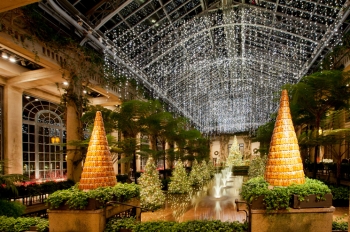 This is part of the holiday light display at Longwood Gardens in Pennsylvania's Brandwine Valley. This year, they commissioned an American-made 1.2 megawatt, 10.7-acre solar field as part of their goal to generate three megawatts of renewable energy by 2018. | Photo courtesy of Longwood Gardens/W. Hill This is part of the holiday light display at Longwood Gardens in Pennsylvania's Brandwine Valley. This year, they commissioned an American-made 1.2 megawatt, 10.7-acre solar field as part of their goal to generate three megawatts of renewable energy by 2018. | Photo courtesy of Longwood Gardens/W. Hill