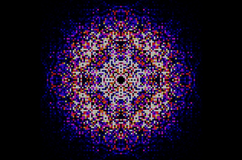 A map of intensities merged using the CrystFEL software suite from almost two hundred thousand diffraction patterns obtained from in vivo grown crystals of Trypanosoma brucei cathepsin B. This map is used to synthesize the three-dimensional molecular structure of the enzyme. | Photo courtesy of Karol Nass/CFEL A map of intensities merged using the CrystFEL software suite from almost two hundred thousand diffraction patterns obtained from in vivo grown crystals of Trypanosoma brucei cathepsin B. This map is used to synthesize the three-dimensional molecular structure of the enzyme. | Photo courtesy of Karol Nass/CFEL