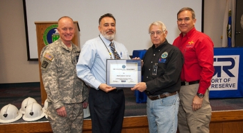 CBFOâs Joe Franco, second from left, receives the New Mexico Patriotic Employer Award from the N.M. ESGR in January at WIPP. Others pictured, from left to right, include Col. Tim Paul, Joint Forces Headquarters, N.M. National Guard; N.M. ESGR Chair Ray Battaglini; and New Mexico Department of Veteransâ Services Secretary Timothy Hale. CBFOâs Joe Franco, second from left, receives the New Mexico Patriotic Employer Award from the N.M. ESGR in January at WIPP. Others pictured, from left to right, include Col. Tim Paul, Joint Forces Headquarters, N.M. National Guard; N.M. ESGR Chair Ray Battaglini; and New Mexico Department of Veteransâ Services Secretary Timothy Hale.