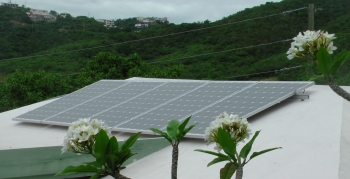 PV panels installed at the Montessori School on St. Thomas, US Virgin Islands. | Photo from Don Buchanan, Virgin Islands Energy Office, NREL 19338 PV panels installed at the Montessori School on St. Thomas, US Virgin Islands. | Photo from Don Buchanan, Virgin Islands Energy Office, NREL 19338