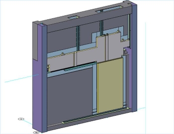 The carbon steel doors come together to form an upside-down L-shape. The 102-ton door was set on top of the 85-ton door that was installed at the end of December. The carbon steel doors come together to form an upside-down L-shape. The 102-ton door was set on top of the 85-ton door that was installed at the end of December.