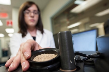 A researcher loads a biomass sample into spinning ring cup. Argonne National Laboratory has launched two online tools that assess the resource consumption and greenhouse gas emissions associated with biofuel production. | Photo courtesy of National Renewable Energy Laboratory A researcher loads a biomass sample into spinning ring cup. Argonne National Laboratory has launched two online tools that assess the resource consumption and greenhouse gas emissions associated with biofuel production. | Photo courtesy of National Renewable Energy Laboratory