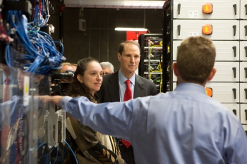 Assistant Secretary for the Office of Electricity Delivery and Energy Reliability Pat Hoffman and U.S. senator Ron Wyden from Oregon listen to Smart Grid Power Manager Kevin Whitener during a tour of PGEâs Smart Power Center in Salem, Oregon. | Photo courtesy of Portland General Electric. Assistant Secretary for the Office of Electricity Delivery and Energy Reliability Pat Hoffman and U.S. senator Ron Wyden from Oregon listen to Smart Grid Power Manager Kevin Whitener during a tour of PGEâs Smart Power Center in Salem, Oregon. | Photo courtesy of Portland General Electric.