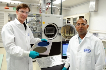 Argonne National Lab scientists Jeff Elam (left) and Anil Maneâs work in nanocomposite charge drain coatings represents a significant breakthrough in the efforts to develop microelectromechanical systems, or MEMS. This new technology earned one of the 36 R&D 100 awards from R&D Magazine that the National Labs took home in 2013. | Image courtesy of Argonne National Laboratory. Argonne National Lab scientists Jeff Elam (left) and Anil Maneâs work in nanocomposite charge drain coatings represents a significant breakthrough in the efforts to develop microelectromechanical systems, or MEMS. This new technology earned one of the 36 R&D 100 awards from R&D Magazine that the National Labs took home in 2013. | Image courtesy of Argonne National Laboratory.