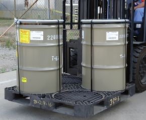 These drums containing radioactive waste from uranium enrichment operations were included in the Portsmouth siteâs first shipment to WCS. These drums containing radioactive waste from uranium enrichment operations were included in the Portsmouth siteâs first shipment to WCS.