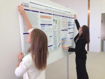 Setting up for the annual poster competition highlighting climate change-related research led by female graduate students from across the country. | Photo courtesy of the MIT Energy Initiative. Setting up for the annual poster competition highlighting climate change-related research led by female graduate students from across the country. | Photo courtesy of the MIT Energy Initiative.
