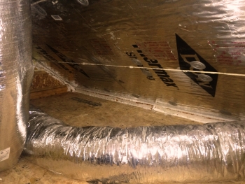 Our contractors insulated and air sealed the crawl spaces that connect to the bonus room. Photo by Elizabeth Spencer Our contractors insulated and air sealed the crawl spaces that connect to the bonus room. Photo by Elizabeth Spencer