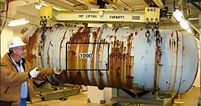 Shown here, earlier this month, is the 1000th cylinder the Paducah plant processed. Shown here, earlier this month, is the 1000th cylinder the Paducah plant processed.