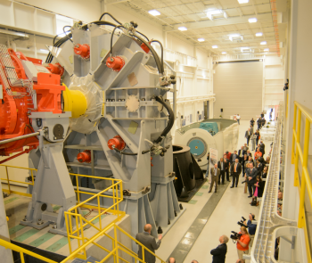 The Clemson University Wind Turbine Drivetrain Testing Facility is equipped with 7.5-megawatt (MW) and 15-MW dynamometers that will enable the wind industry and testing agencies to verify the performance and reliability of drivetrain prototypes and commercial machines. | Photo courtesy of Clemson University The Clemson University Wind Turbine Drivetrain Testing Facility is equipped with 7.5-megawatt (MW) and 15-MW dynamometers that will enable the wind industry and testing agencies to verify the performance and reliability of drivetrain prototypes and commercial machines. | Photo courtesy of Clemson University