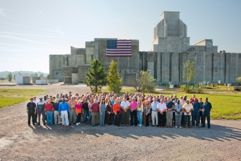 The Savannah River Site Recovery Act Program workforce stands in front of the P Reactor, which was deactivated and decommissioned as one of the American Recovery and Reinvestment Act-funded projects across America. | Photo courtesy of the Office of Environmental Management.
The Savannah River Site Recovery Act Program workforce stands in front of the P Reactor, which was deactivated and decommissioned as one of the American Recovery and Reinvestment Act-funded projects across America. | Photo courtesy of the Office of Environmental Management.