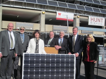 A new 82 kilowatt solar photovoltaic installation at the RiverCentre convention complex is unveiled in the heart of downtown St. Paul. | Photo courtesy of the Office of Energy Efficiency and Renewable Energy A new 82 kilowatt solar photovoltaic installation at the RiverCentre convention complex is unveiled in the heart of downtown St. Paul. | Photo courtesy of the Office of Energy Efficiency and Renewable Energy