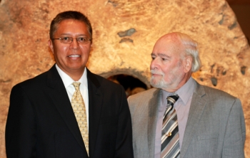 Dr. Stanley Atcitty, left, and Dr. Imre Gyuk, right, at the Smithsonian, following the 2012 PECASE awards ceremony. | Photo courtesy of the Energy Department's Office of Electricity Delivery and Energy Reliability. Dr. Stanley Atcitty, left, and Dr. Imre Gyuk, right, at the Smithsonian, following the 2012 PECASE awards ceremony. | Photo courtesy of the Energy Department's Office of Electricity Delivery and Energy Reliability.