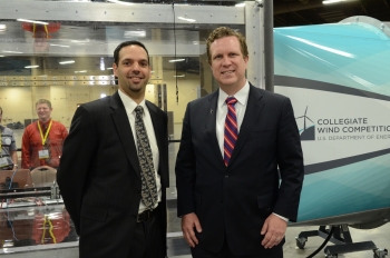 Jose Zayas (left), director of the Department's Wind and Water Power Technologies Office, and David Danielson, Assistant Secretary for Energy Efficiency and Renewable Energy, at the Collegiate Wind Competition. Jose Zayas (left), director of the Department's Wind and Water Power Technologies Office, and David Danielson, Assistant Secretary for Energy Efficiency and Renewable Energy, at the Collegiate Wind Competition.