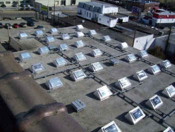 MBC Ventures' new product line provides daylight to building interiors and generates thermal energy that can be used to heat the building. | Photo courtesy of MBC Ventures, Inc. MBC Ventures' new product line provides daylight to building interiors and generates thermal energy that can be used to heat the building. | Photo courtesy of MBC Ventures, Inc.