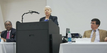 Dr. Kathy Matlock speaks at the Community Leadersâ Institute in Bolton, North Carolina, while Dr. David Rivers (left) and Mayor Terry Mann (right) listen. Dr. Kathy Matlock speaks at the Community Leadersâ Institute in Bolton, North Carolina, while Dr. David Rivers (left) and Mayor Terry Mann (right) listen.