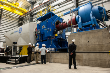 The new 5-MW dynamometer at the National Renewable Energy Laboratory's National Wind Technology Center was funded in part by the Energy Department through the American Recovery and Reinvestment Act. | Photo by Dennis Schroeder, National Renewable Energy Laboratory The new 5-MW dynamometer at the National Renewable Energy Laboratory's National Wind Technology Center was funded in part by the Energy Department through the American Recovery and Reinvestment Act. | Photo by Dennis Schroeder, National Renewable Energy Laboratory