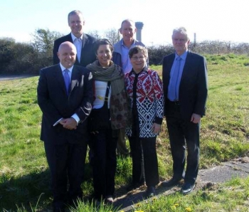 Front row, left to right, NuVision Engineering Vice President Laurie Judd, EM Lead International Affairs Specialist Ana Han, EM Associate Principal Deputy Assistant Secretary Alice Williams and United Kingdom Nuclear Decommissioning Authority (NDA) Head of International Relations John Mathieson; back row, left to right, NDA Sellafield Site Deputy Head Graham Jonsson and EM Deputy Assistant Secretary for Tank Waste and Nuclear Material Management Ken Picha. Front row, left to right, NuVision Engineering Vice President Laurie Judd, EM Lead International Affairs Specialist Ana Han, EM Associate Principal Deputy Assistant Secretary Alice Williams and United Kingdom Nuclear Decommissioning Authority (NDA) Head of International Relations John Mathieson; back row, left to right, NDA Sellafield Site Deputy Head Graham Jonsson and EM Deputy Assistant Secretary for Tank Waste and Nuclear Material Management Ken Picha.