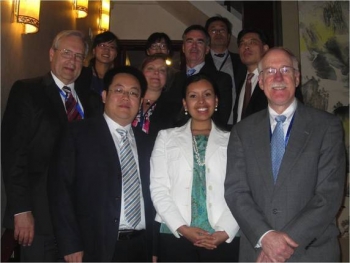 Members of the Environment and Waste Management Working Group of the Peaceful Uses of Nuclear Technology Joint Coordinated Committee from DOE include, front row, EM Technical Advisor for Foreign Affairs Rosa Elmetti (center) and EM Office of Tank Waste Management Director Steve Schneider (right); middle row, Lawrence Livermore National Laboratory Manager for Environmental Restoration Jesse Yow (left) and EM Savannah River Operations Office Assistant Manager for Infrastructure and Environmental Stewardship Karen Guevara (center); and third row, Savannah River National Laboratory Associate Laboratory Director for Environmental Stewardship Dr. Jeff Griffin (second from right). Members of the Environment and Waste Management Working Group of the Peaceful Uses of Nuclear Technology Joint Coordinated Committee from DOE include, front row, EM Technical Advisor for Foreign Affairs Rosa Elmetti (center) and EM Office of Tank Waste Management Director Steve Schneider (right); middle row, Lawrence Livermore National Laboratory Manager for Environmental Restoration Jesse Yow (left) and EM Savannah River Operations Office Assistant Manager for Infrastructure and Environmental Stewardship Karen Guevara (center); and third row, Savannah River National Laboratory Associate Laboratory Director for Environmental Stewardship Dr. Jeff Griffin (second from right).