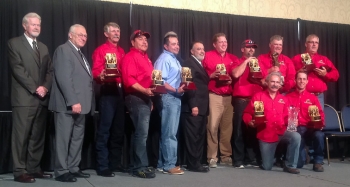 CBFO Manager Joe Franco (sixth from left) with the WIPP Red Team and competition officials at the 2014 National Metal and Nonmetal Mine Rescue Competition. CBFO Manager Joe Franco (sixth from left) with the WIPP Red Team and competition officials at the 2014 National Metal and Nonmetal Mine Rescue Competition.