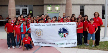 Fifth graders from Pharr-San Juan-Alamo Independent School Districtâs North Alamo Elementary celebrate the opening of the new Precinct 2 Multi-Purpose Facility and Administration Complex in Hidalgo County, TX. The students received tours of the facility and heard presentations from vendors and other green organizations in the Rio Grande Valley on energy efficiency ideas for the home, recycling, energy production and consumption, wind and solar power and groundwater runoff. Fifth graders from Pharr-San Juan-Alamo Independent School Districtâs North Alamo Elementary celebrate the opening of the new Precinct 2 Multi-Purpose Facility and Administration Complex in Hidalgo County, TX. The students received tours of the facility and heard presentations from vendors and other green organizations in the Rio Grande Valley on energy efficiency ideas for the home, recycling, energy production and consumption, wind and solar power and groundwater runoff.