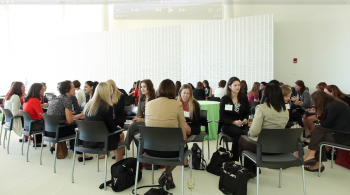 A scene from a "speed networking" session held at the symposium. Fostering a sense of community for women in the clean energy sector is a key focus of C3E. | Photo by Matty Greene. A scene from a "speed networking" session held at the symposium. Fostering a sense of community for women in the clean energy sector is a key focus of C3E. | Photo by Matty Greene.