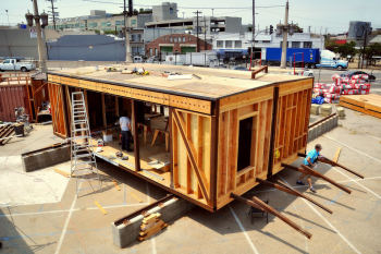 The Southern California Institute of Architecture and California Institute of Technology team's 10-month design process resulted in their unique design -- a house made of two prefab modules and canopies that run on a system of rails. | Photo courtesy of SCI-Arc/Caltech. The Southern California Institute of Architecture and California Institute of Technology team's 10-month design process resulted in their unique design -- a house made of two prefab modules and canopies that run on a system of rails. | Photo courtesy of SCI-Arc/Caltech.
