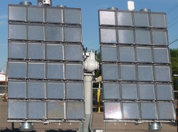 Semprius, solar panels shown above, announced that it is building a factory in Henderson, NC to manufacture its high concentration photovoltaic (HCPV) solar modules and is expected to create more than 250 full-time jobs over the next five years. Semprius, solar panels shown above, announced that it is building a factory in Henderson, NC to manufacture its high concentration photovoltaic (HCPV) solar modules and is expected to create more than 250 full-time jobs over the next five years.