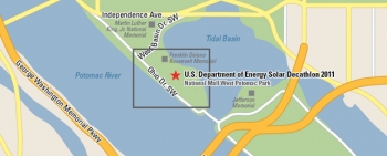 Location of U.S. Department of Energy's 2011 Solar Decathlon at the National Mall's West Potomac Park in Washington, D.C. Location of U.S. Department of Energy's 2011 Solar Decathlon at the National Mall's West Potomac Park in Washington, D.C.