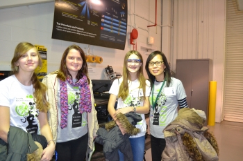 Tina Henne, in the purple scarf, stands with participants in Argonne's Introduce a Girl to Engineering Day in February 2013. Tina Henne, in the purple scarf, stands with participants in Argonne's Introduce a Girl to Engineering Day in February 2013.