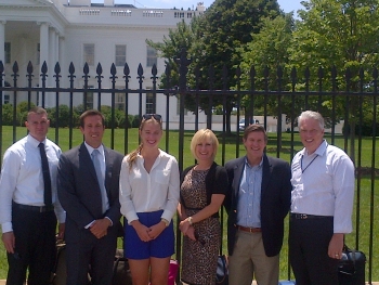 Six of the eight FEMP veteran internship program participants stand outside of the White House in Washington, D.C. | Energy Department photo Six of the eight FEMP veteran internship program participants stand outside of the White House in Washington, D.C. | Energy Department photo