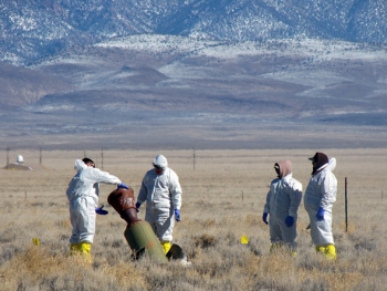 Though not linked to activities at Clean Slate III, the rocket is situated inside the historic testing location, identified for the plutonium dispersal test conducted under Operation Roller Coaster in June 1963. Though not linked to activities at Clean Slate III, the rocket is situated inside the historic testing location, identified for the plutonium dispersal test conducted under Operation Roller Coaster in June 1963.