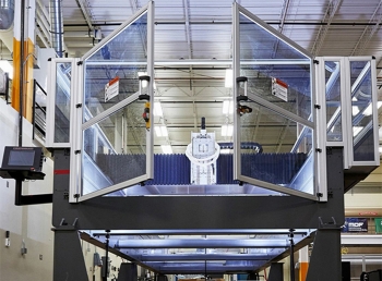 A view of the Big Area Additive Manufacturing machine that will 3D print molds used to manufacture wind turbine blades. Photo courtesy of Oak Ridge National Laboratory. A view of the Big Area Additive Manufacturing machine that will 3D print molds used to manufacture wind turbine blades. Photo courtesy of Oak Ridge National Laboratory.