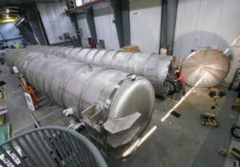 Detector tanks for the new SANS instruments at the High Flux Isotope Reactor. The Bio-SANS detector is on the right. Source: ORNL Detector tanks for the new SANS instruments at the High Flux Isotope Reactor. The Bio-SANS detector is on the right. Source: ORNL