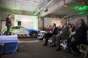 Energy Secretary Ernest Moniz (far right) watches as Assistant Secretary for Energy Efficiency and Renewable Energy David Danielson speaks during the EcoCAR 3 competition launch event in Washington, D.C. on April 24. Student teams from throughout the country will put their engineering skills to the test in a four-year competition to make the Chevrolet Camaro more sustainable. | Energy Department photo Energy Secretary Ernest Moniz (far right) watches as Assistant Secretary for Energy Efficiency and Renewable Energy David Danielson speaks during the EcoCAR 3 competition launch event in Washington, D.C. on April 24. Student teams from throughout the country will put their engineering skills to the test in a four-year competition to make the Chevrolet Camaro more sustainable. | Energy Department photo