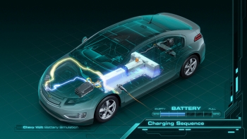 An illustration of the 2011 Chevy Volt, whose lithium-ion battery is based on technology developed at Argonne National Laboratory. | Image courtesy of General Motors. An illustration of the 2011 Chevy Volt, whose lithium-ion battery is based on technology developed at Argonne National Laboratory. | Image courtesy of General Motors.