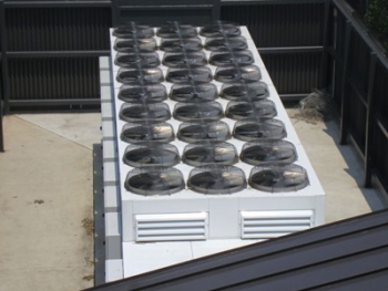 The new chiller system at the Dunn Building replaced an outdated rooftop-based HVAC system. | Photo courtesy of Deborah Hammond The new chiller system at the Dunn Building replaced an outdated rooftop-based HVAC system. | Photo courtesy of Deborah Hammond