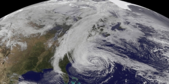 A hurricane over the Atlantic Ocean, as seen from space by a satellite. Storms like these are projected to become more frequent as the effects of climate change worsen. | Energy Department file photo. A hurricane over the Atlantic Ocean, as seen from space by a satellite. Storms like these are projected to become more frequent as the effects of climate change worsen. | Energy Department file photo.