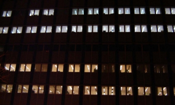 When this photograph was taken, the upper floors of Wisconsinâs Department of Transportation were using a new lighting plan from EPS, while the lower ones were still using the pre-audit lighting scheme. | Photo Courtesy of Energy Performance Specialists, LLC When this photograph was taken, the upper floors of Wisconsinâs Department of Transportation were using a new lighting plan from EPS, while the lower ones were still using the pre-audit lighting scheme. | Photo Courtesy of Energy Performance Specialists, LLC