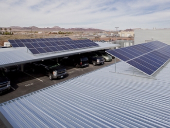 North Community Police Substation upgraded its solar energy system with the help of Recovery Act funds. The cityâs electric bill will be about $5,000 cheaper. | Courtesy of the City of Henderson North Community Police Substation upgraded its solar energy system with the help of Recovery Act funds. The cityâs electric bill will be about $5,000 cheaper. | Courtesy of the City of Henderson