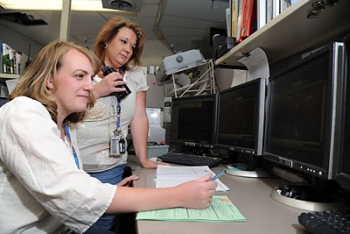 Brandalin Barnes, left, is a nuclear technician student at Idaho State University's Energy Systems Technology and Education Center (ESTEC). Her summer internship at INL provided experience at the lab's operating nuclear facilities. Brandalin Barnes, left, is a nuclear technician student at Idaho State University's Energy Systems Technology and Education Center (ESTEC). Her summer internship at INL provided experience at the lab's operating nuclear facilities.