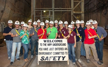 A group of Texas A&M University nuclear engineering students shows enthusiasm for WIPPâs underground operations in May 2013. A group of Texas A&M University nuclear engineering students shows enthusiasm for WIPPâs underground operations in May 2013.