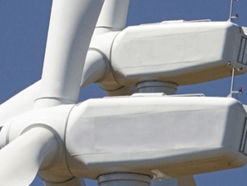 Wind turbine generator nacelle enclosures and nosecones manufactured by Wausaukee Composites, Inc., at a wind farm in northern Illinois | Photo courtesy of Wausaukee Composites. Wind turbine generator nacelle enclosures and nosecones manufactured by Wausaukee Composites, Inc., at a wind farm in northern Illinois | Photo courtesy of Wausaukee Composites.