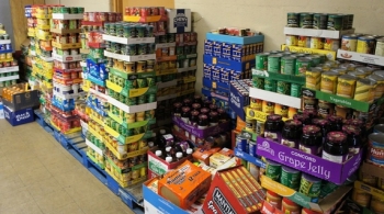 It took two trucks and a van to transport the food items to the pantry in the Aug. 27 drop-off. It took two trucks and a van to transport the food items to the pantry in the Aug. 27 drop-off.