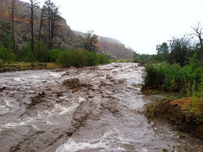Unusually heavy rain in early September caused flash flooding in canyons surrounding Los Alamos. Unusually heavy rain in early September caused flash flooding in canyons surrounding Los Alamos.