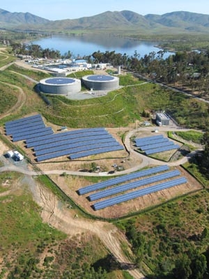 San Diegoâs Otay Water Treatment Plant is generating clean electricity along with clean water, with a total capacity of 945 KW | Photo courtesy of SunEdison San Diegoâs Otay Water Treatment Plant is generating clean electricity along with clean water, with a total capacity of 945 KW | Photo courtesy of SunEdison